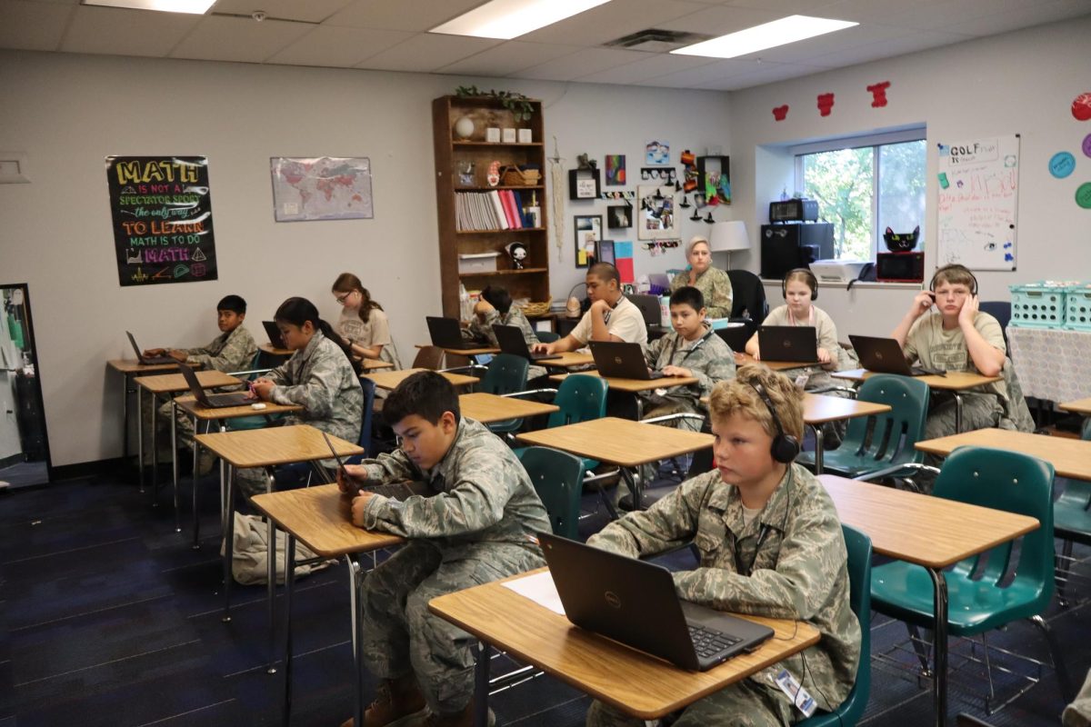 Cadets taking the Rise test as a part of their 7th and 8th grade.