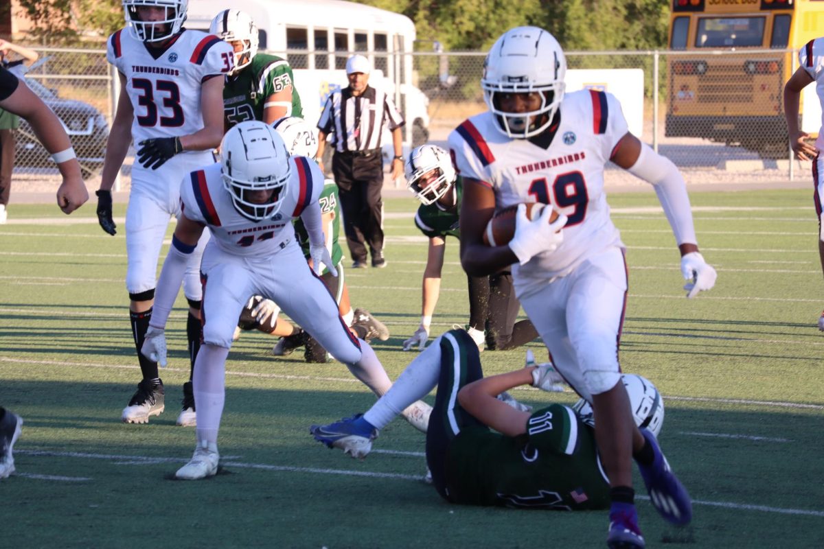 Cadet Running Back, Papataia Owda breaks free down the sideline for a touchdown during the Homecoming Game on Oct. 3rd.