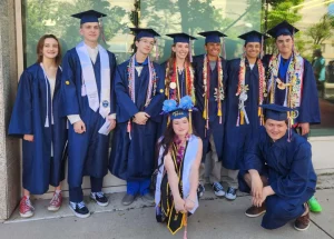 Cadets Wilkinson, Parker, Brown, Peery, Adame, Adame, Salinas, Ellis, and Scharp during Graduation

